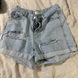 Topshop Light Blue Distressed Jean Shorts